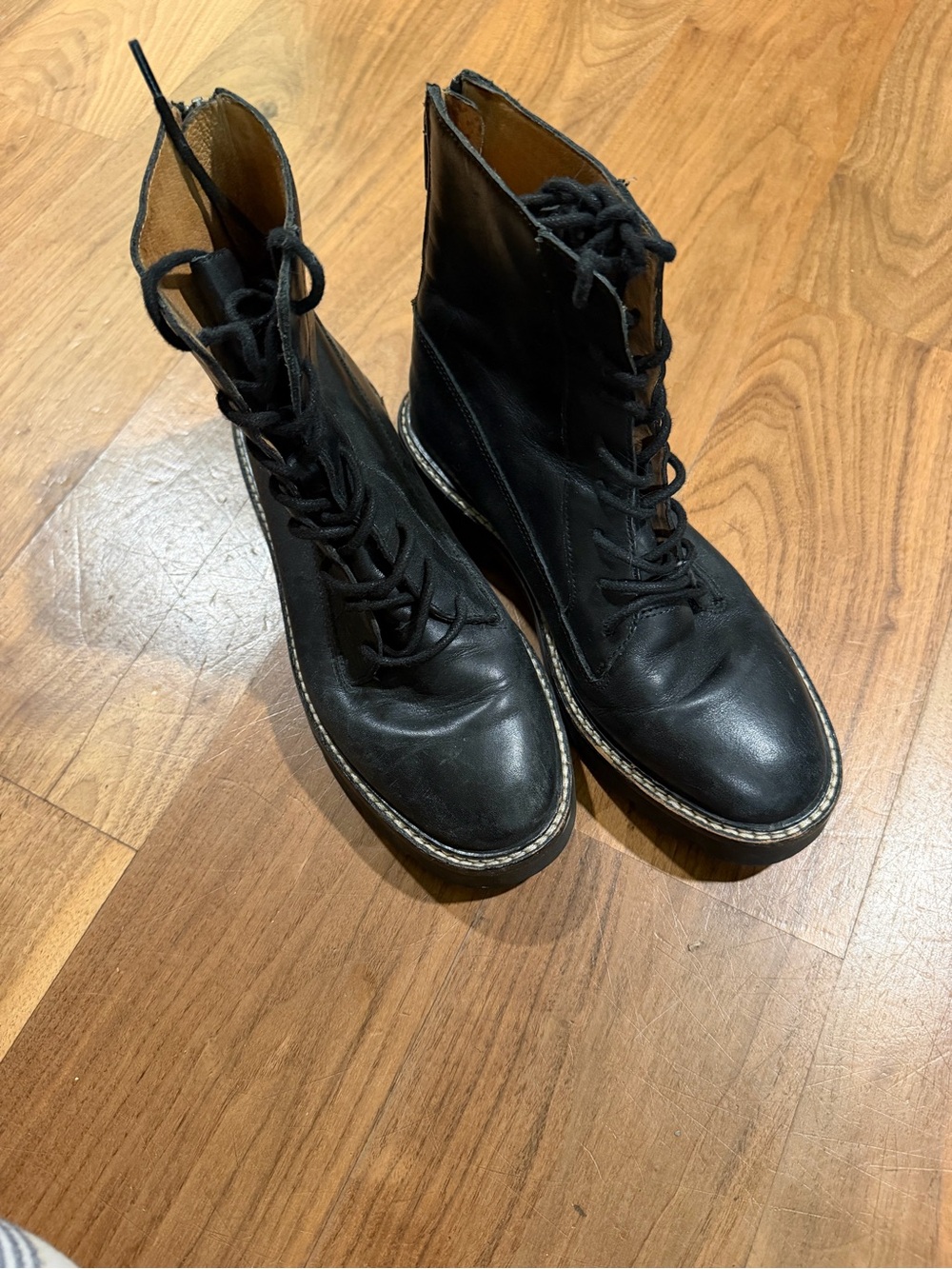 Madewell Black Lace-Up Leather Boots